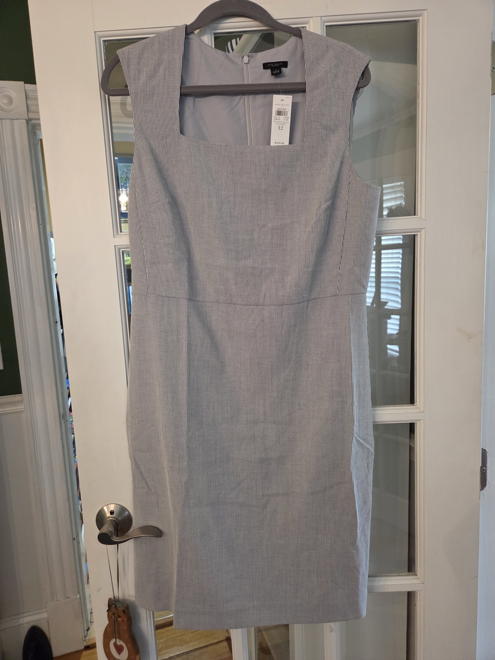 Ann Taylor Factory Blue Seersucker Sleeveless Sheath Dress - Size 12